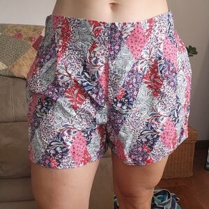 Loft Floral Patchwork High Rise Shorts size Large